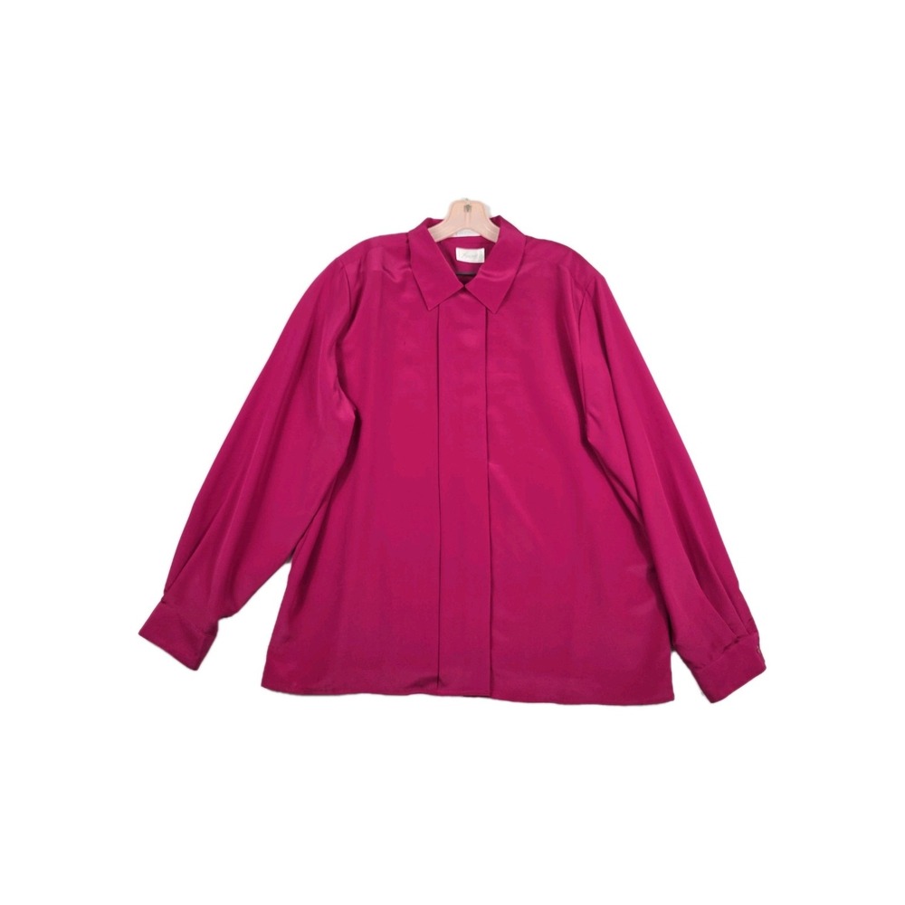 Foxcroft Shirt Womens‎ Size 18 Pink Wrinkle Free Button Up Collared Long Sleeve